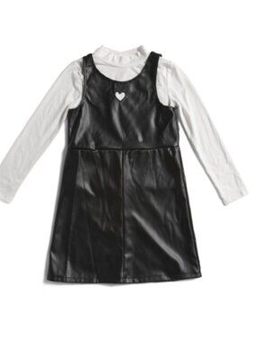 NWT B TWEEN Little Girls Faux Leather Jumper with Turtleneck and Headband